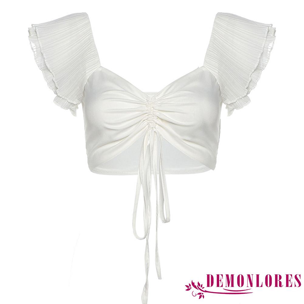 Áo lửng tay ngắn rút dây thời trang dành cho nữ