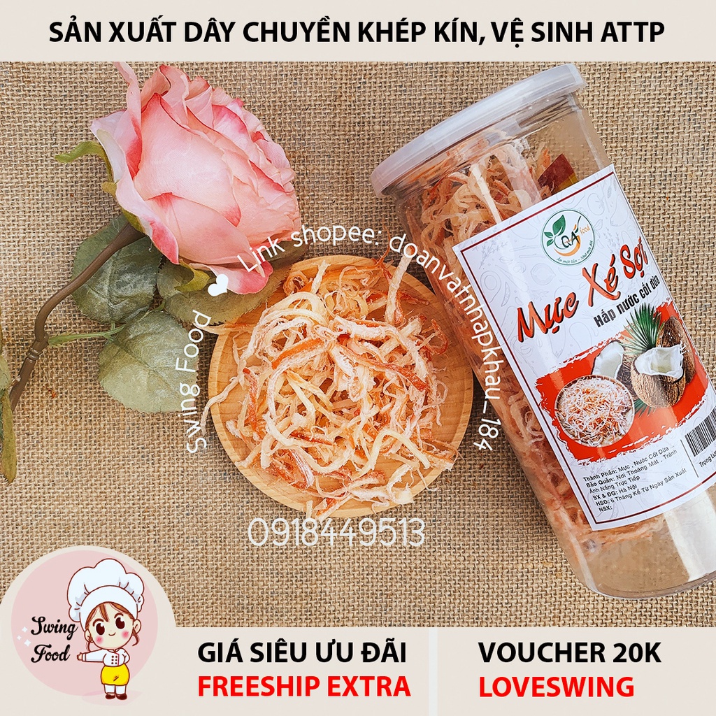 Mực Hấp Nước Dừa Xé Sợi Hũ Lớn 💖 FREESHIP 💖  Mực xé sợi hấp dừa đặc sản chuẩn vị thơm ngon chất lượng thượng hạng