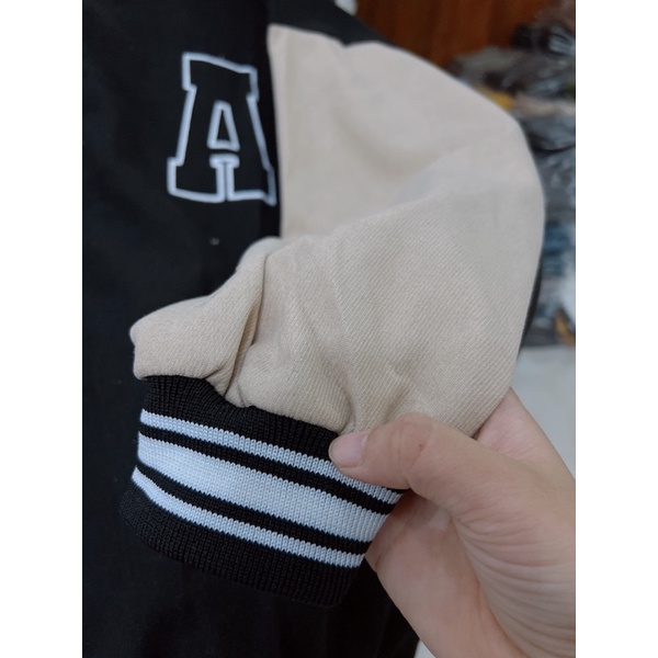 Áo bomber Varsity Jacket nỉ nam nữ khoác ngoài lớp dày form rộng chữ A unisex bóng chày cao cấp chống nắng