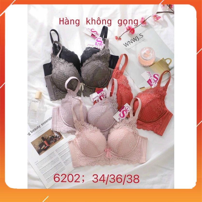 Áo lót nữ ren cao cấp siêu mềm không gọng nâng đẩy ngực cup chéo đệm mút vừa quai to bản A9953