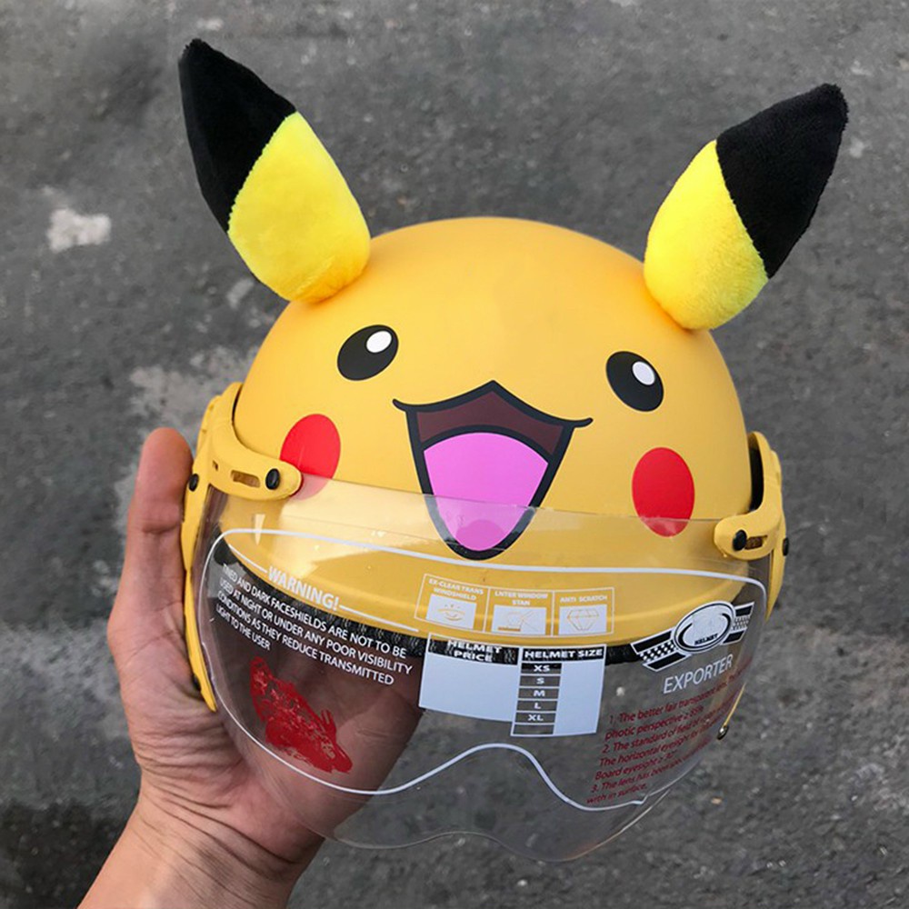 Mũ bảo hiểm pikachu có kính che mặt, dễ thương - ảnh sản phẩm 2