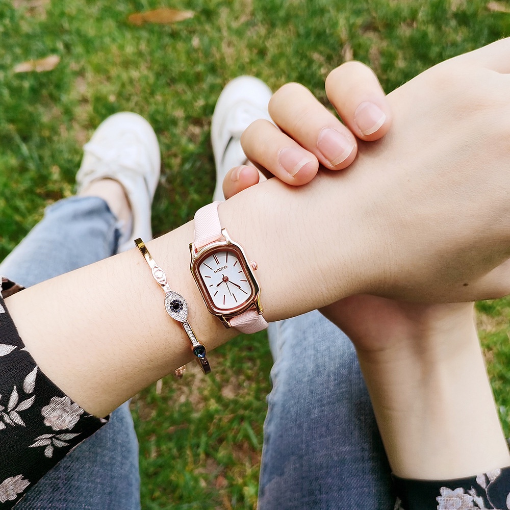 Đồng Hồ Analog Máy Quartz Mặt Vuông Dây Da PU Thời Trang Cho Nữ