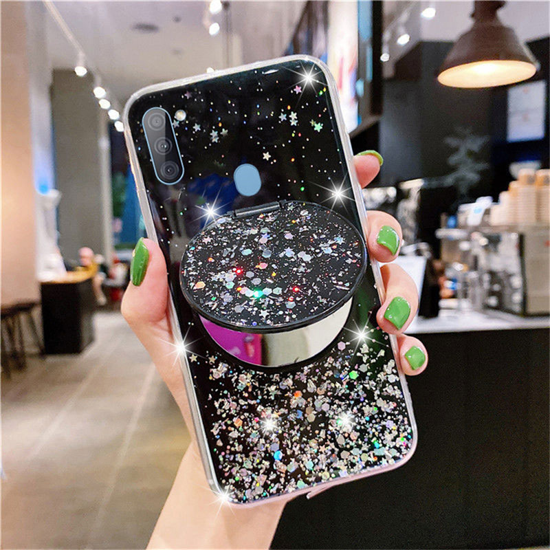 Ốp điện thoại TPU mềm có giá đỡ mặt gương cho Samsung Galaxy A10 A20 A30 A50 A70 A10S A20S A30S