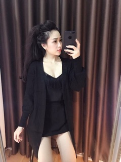 Áo len khoác dài tay bo