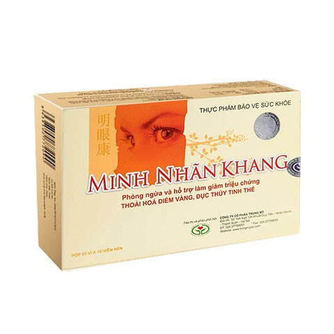 Viên uống Minh Nhãn Khang - Hỗ trợ điều trị thoái hóa điểm vàng, đục thủy tinh thể (Hộp 30 viên)