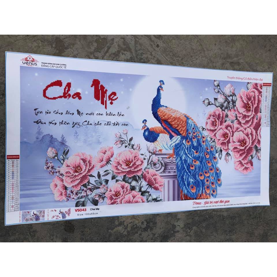 Tranh đính đá Cha Mẹ - kích thước:100x55cm (chưa đính đá) | BigBuy360 - bigbuy360.vn