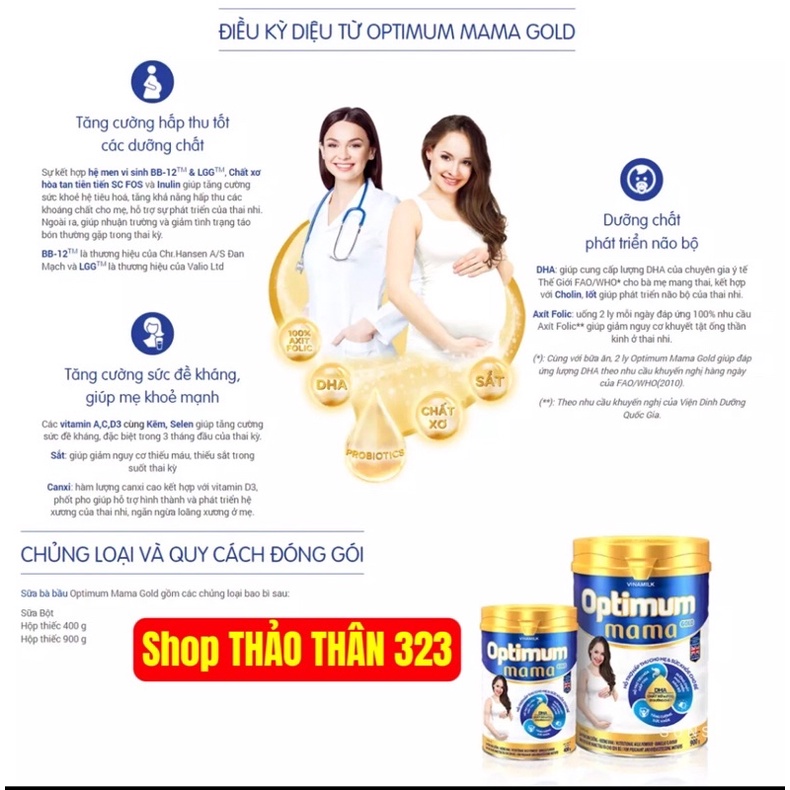 Sữa Bột Optimum MaMa Gold Vinamilk Lon 900g {Mẫu Mới}- Hàng Chính Hãng Công Ty Vinamilk