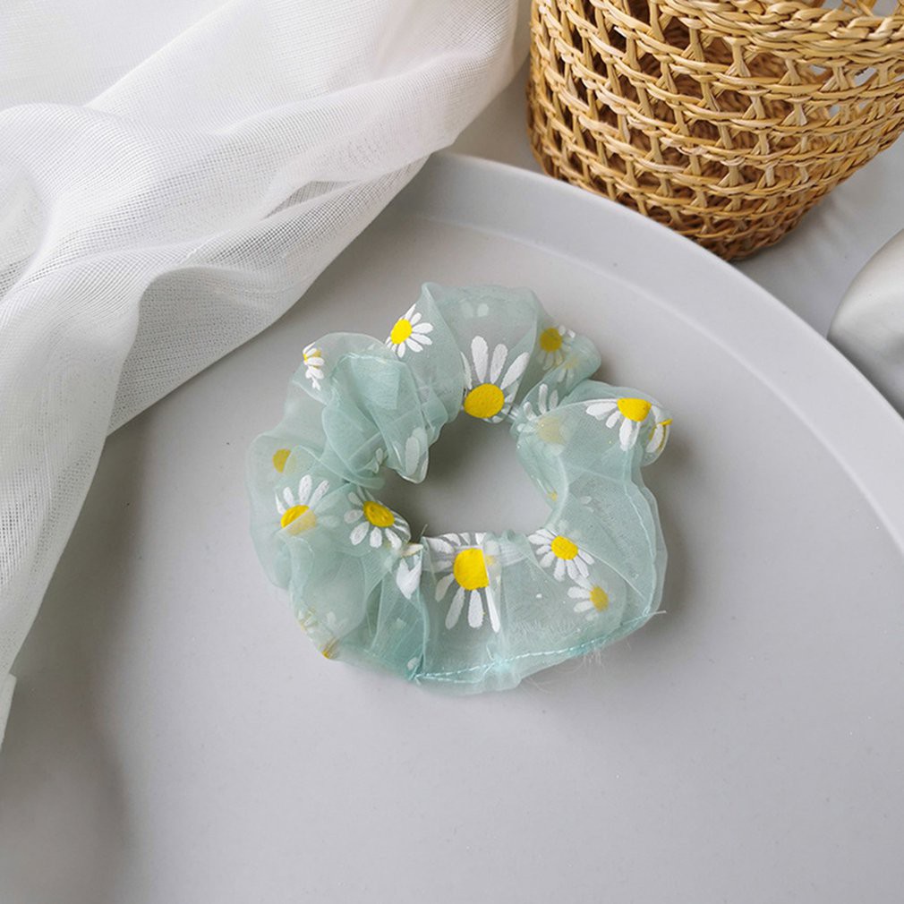 Scrunchies Dây cột tóc bằng lưới cỡ lớn họa tiết hoa cúc thần tiên dễ thương