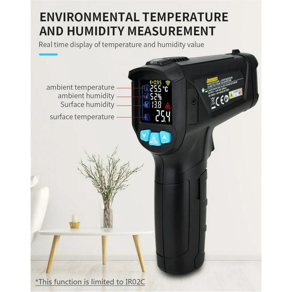 Ống Nhòm Mestek Mestek - 50~800°C Nhiệt Kế IR02A / B / C Không Tiếp Xúc Trực Tiếp Có Màn Hình Hiển Thị Nhiệt Độ Và Phụ Kiện