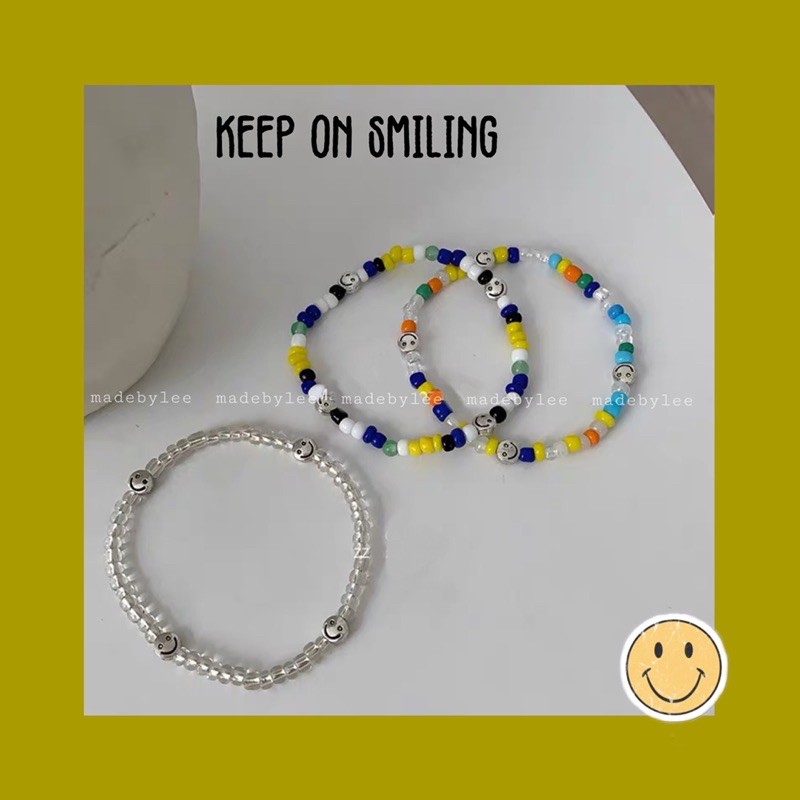 Vòng Tay Hạt Cườm Mặt cười Handmade nhiều màu MADEBYLEE