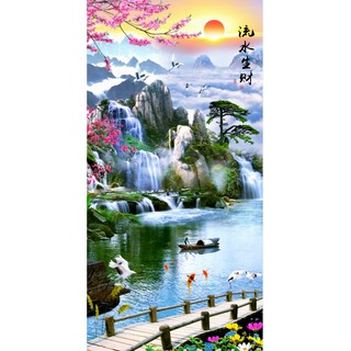 Tranh dán tường 3D Sơn thủy khổ dọc kt 80cm*120cm