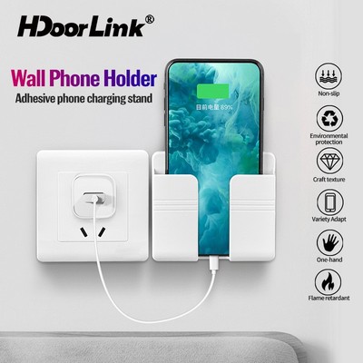 Hdoorlink Sạc Tường Hộp Bảo Quản Giá Đỡ Điện Thoại Điều Khiển Từ Xa Gắn Tổ Chức Điện Thoại Di Động Treo Chân Đế Sạc Móc Giá Đỡ Điện Thoại