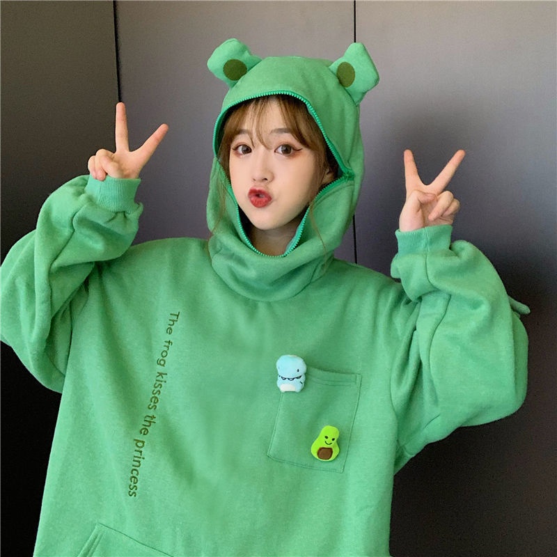 Áo Hoodie Lông Cừu Kiểu Dáng Chú Ếch Vui Nhộn Phong Cách Hàn Quốc TTJ265