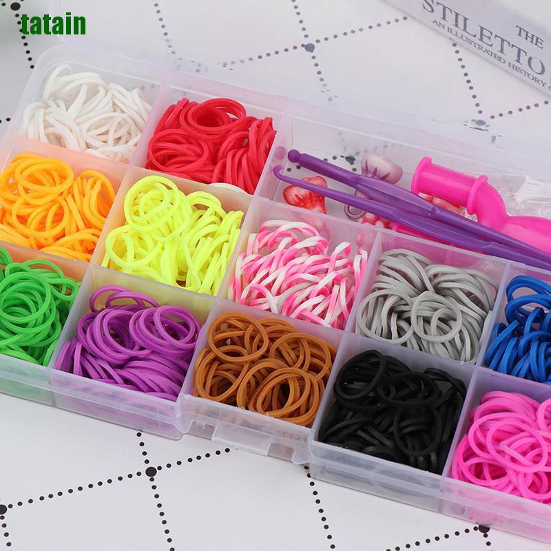 [Hàng mới về] Set 600 dây thun cao su co giãn và dụng cụ dùng để đan vòng tay thủ công
