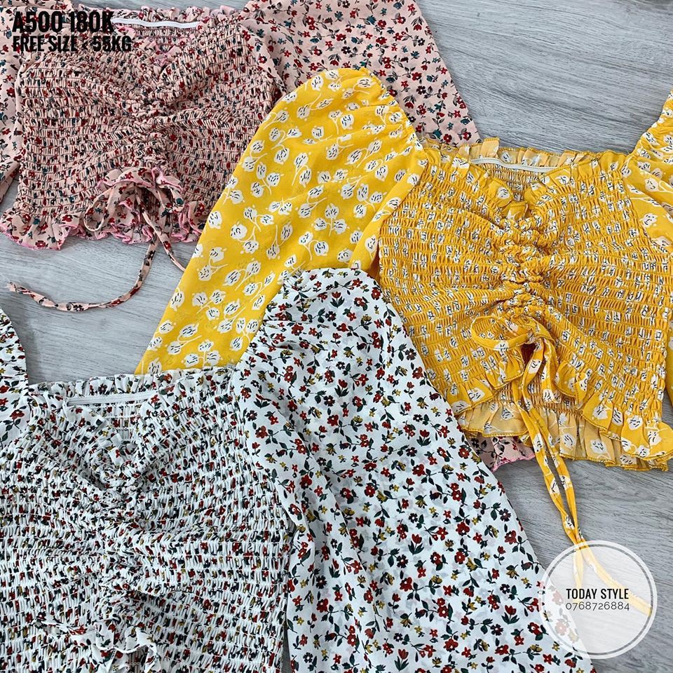ÁO CROP HOA NHÚN NGỰC TODAYSTYLE CHẤT VOAN MỀM XINH XẮN  A500