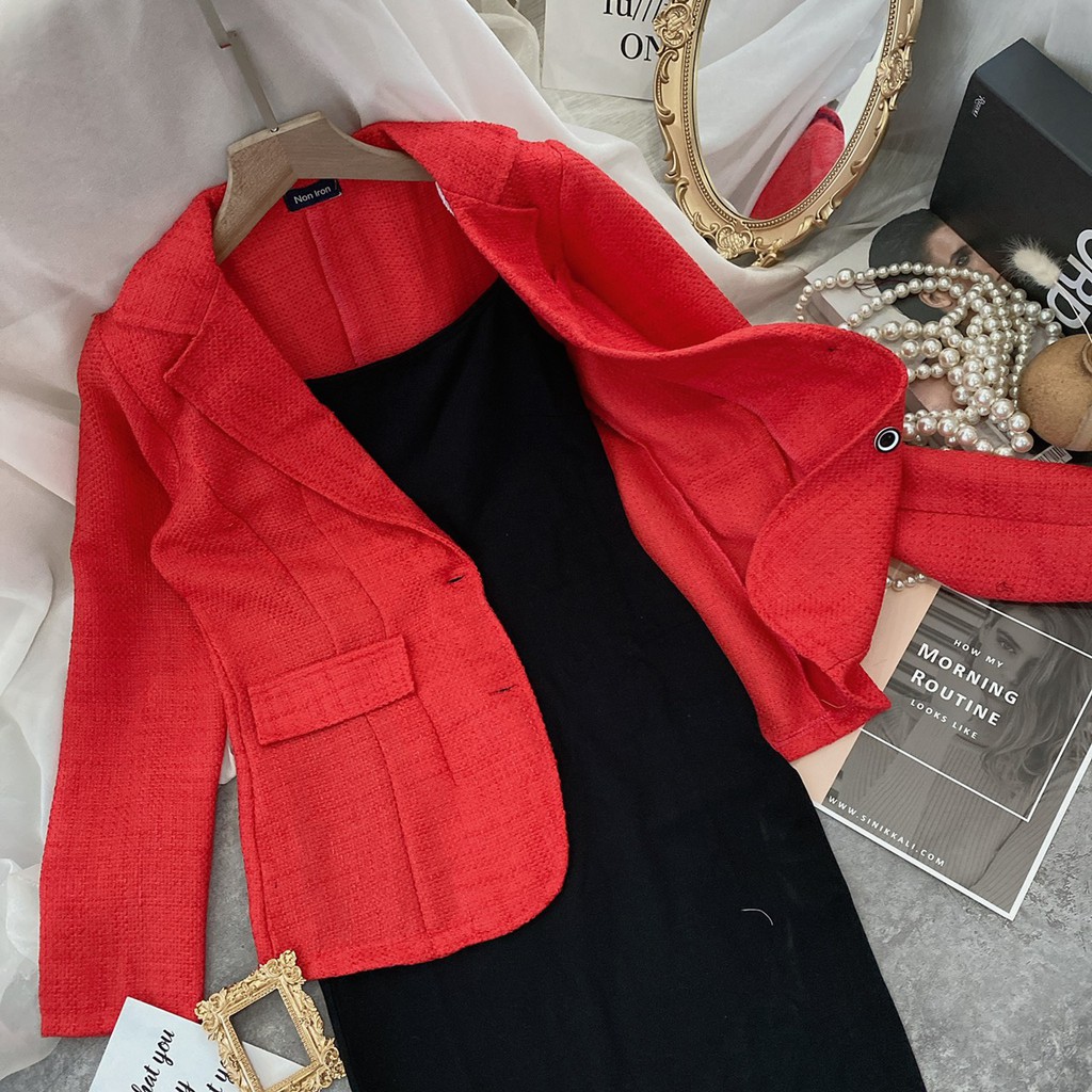 Áo khoác vest dạ đỏ
