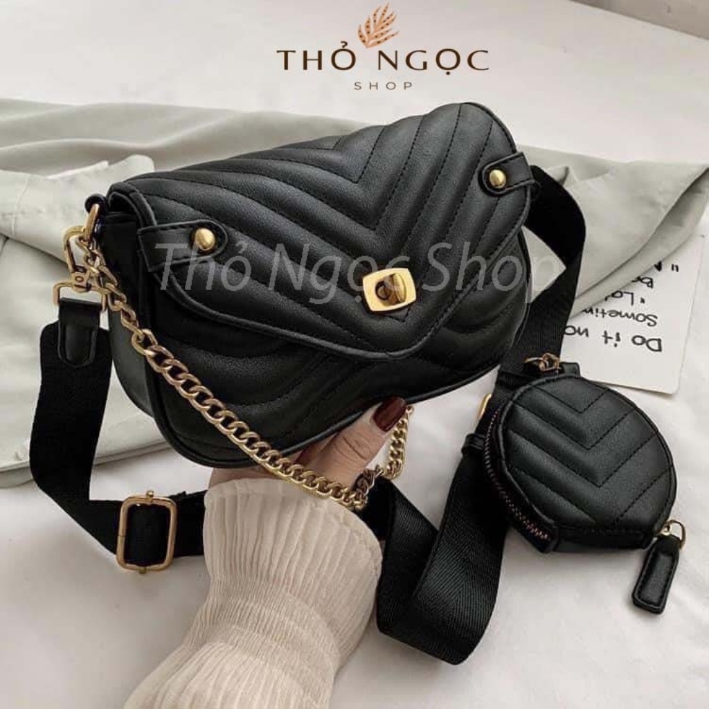 Túi Xách Nữ Đeo Chéo ❤FreeShip❤ Túi Đeo Chéo Nữ Đẹp Tặng Kèm Ví Nhỏ Chất Da Đẹp Size 21