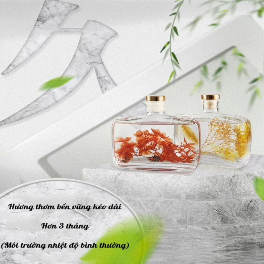 Tinh dầu thơm phòng WIACHNN 100ml tinh dầu thiên nhiên hoa khô vĩnh cửu tặng kèm que gỗ khuếch tán CozyBin