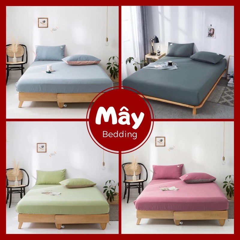 Bộ ga gối Cotton Tici ga trải giường vỏ gối nằm MÂY BEDDING đủ màu xanh hồng đủ kích thước nệm 1m2 1m4 1m6 1m8 2m