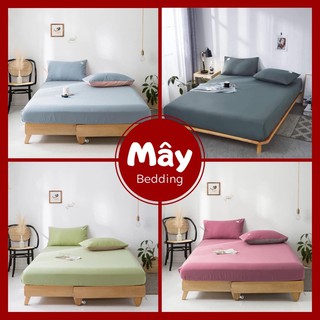 Bộ ga gối Cotton Tici ga trải giường vỏ gối nằm MÂY BEDDING đủ màu xanh hồng đủ kích thước nệm 1m2 1m4 1m6 1m8 2m