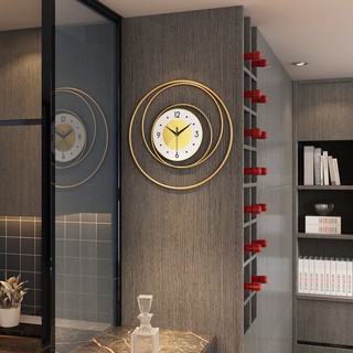 Đồng hồ treo tường decor độc lạ 3 vòng tròn vàng đường kính 50cm và 60cm - Đồng hồ treo tường trang trí phòng khách đẹp