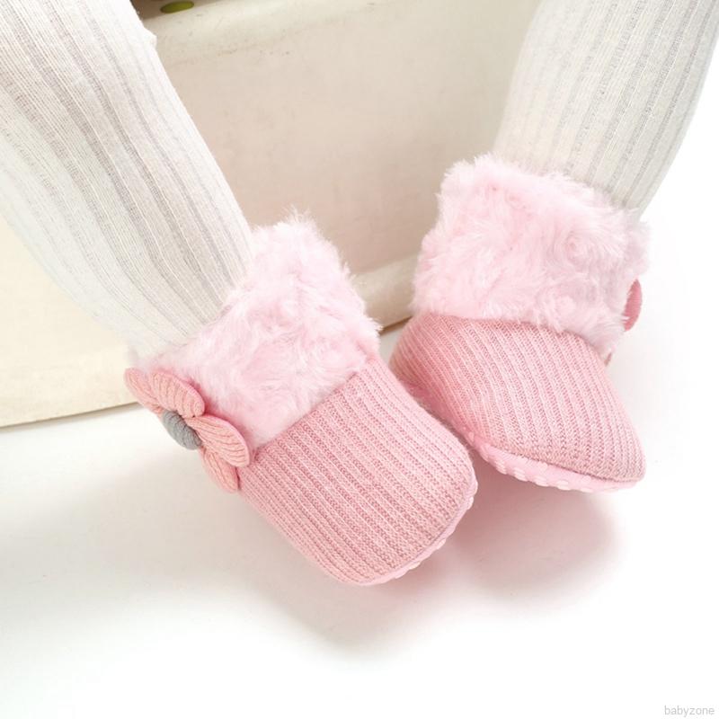 Giày Ống Dệt Kim Phối Hoa Đế Mềm Chống Trượt Cho Bé