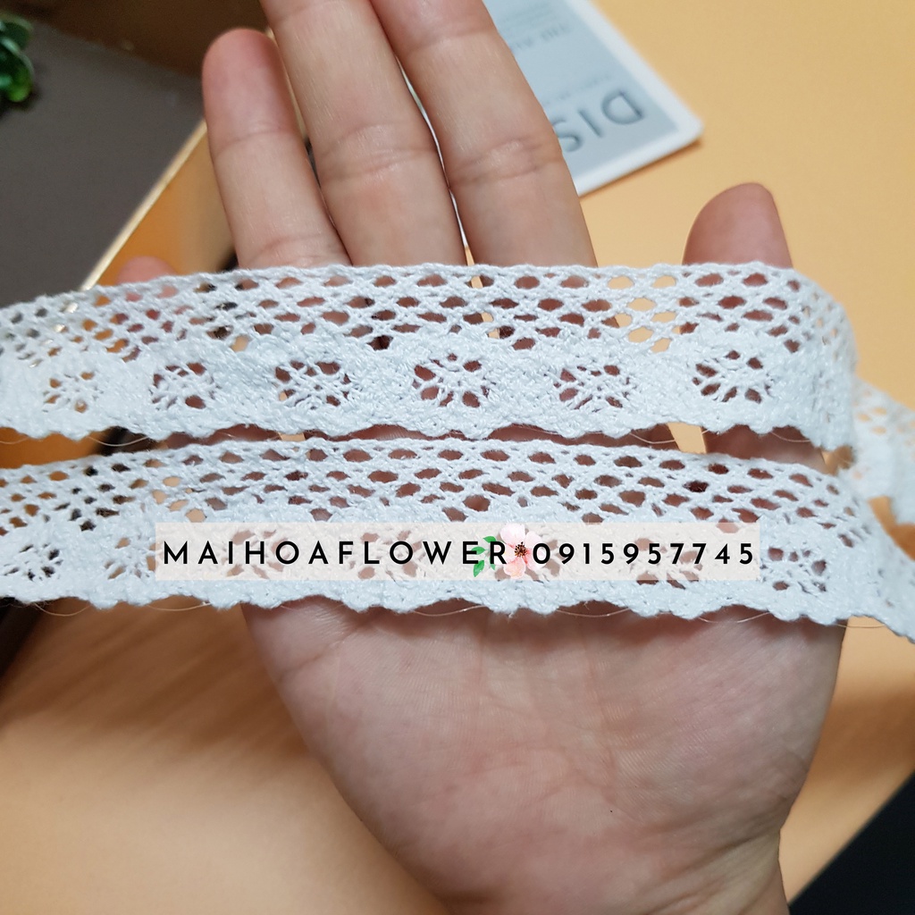 Cuộn ren cotton CT1 dùng trang trí váy áo, decor trang trí đồ handmade, Maihoaflower