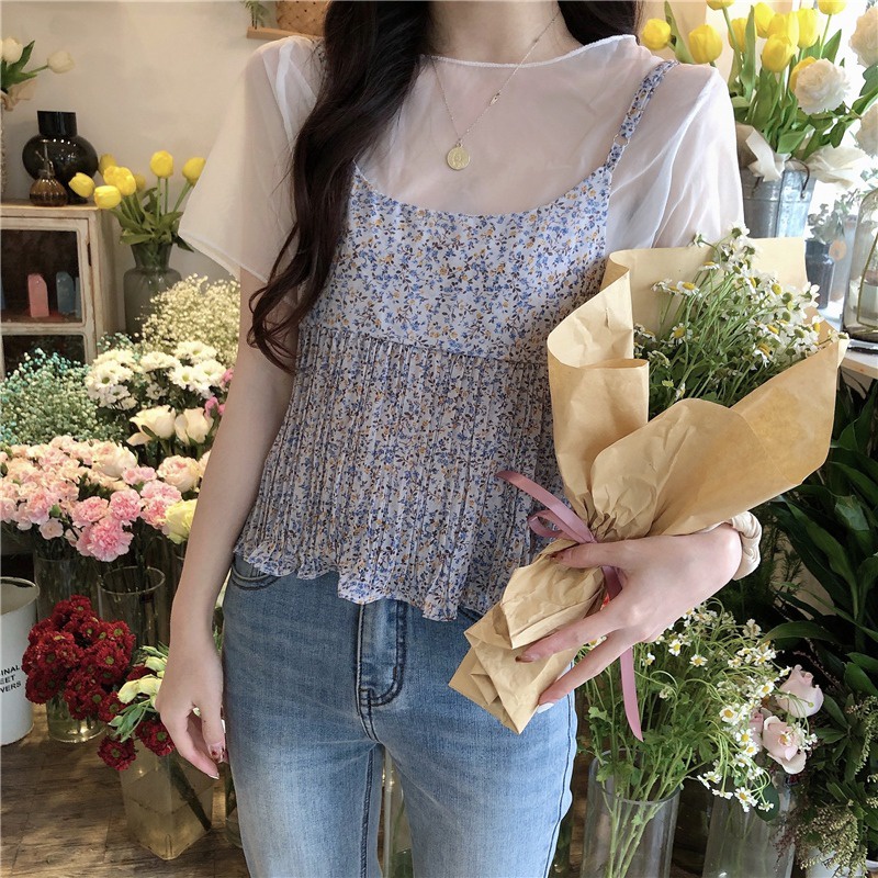 Set Áo Chiffon + Áo Chiffon Sát Nách Thời Trang Chất Lượng Cao