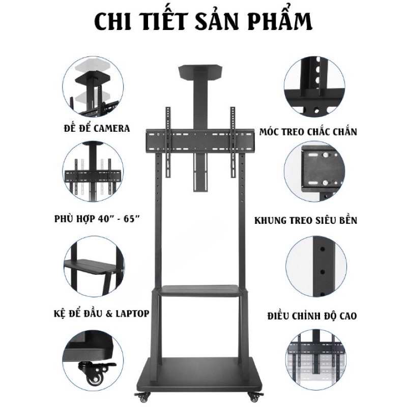 Giá Treo Tivi Di Động 1700  32 - 43 - 50 - 55 - 65 - 70 Inch Kệ Treo Tivi Có Bánh Xe Di Chuyển