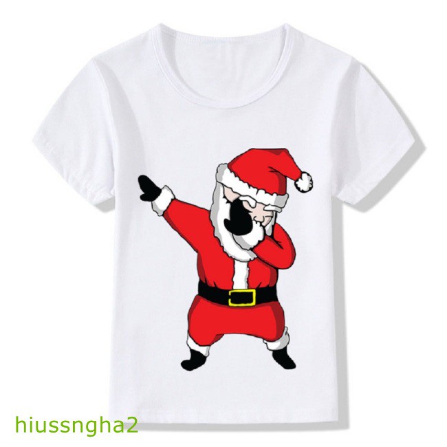 Hàng Có Sẵn Áo Thun Ngắn Tay In Hình Ông Già Noel Cho Bé Trai Và Bé Gái