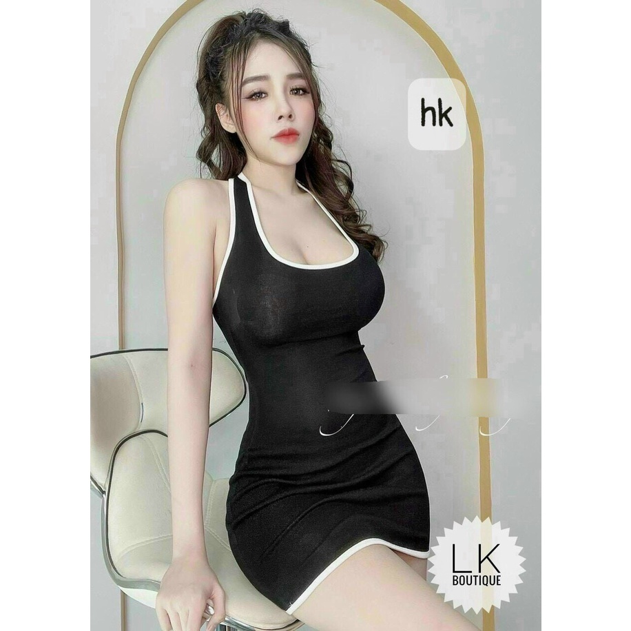 Đầm body yếm chéo cổ sexy