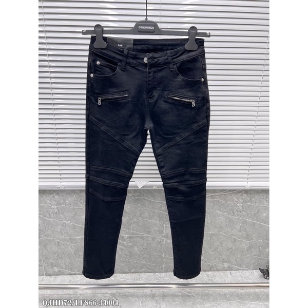 Quần Bò Nam Skinny Trơn Đùi Phối Khoá Chéo Basic QJ126P