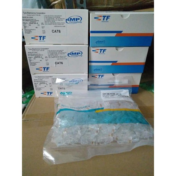 Combo 10 Hộp 100 Đầu Bấm Dây Mạng AMP Chân Đồng