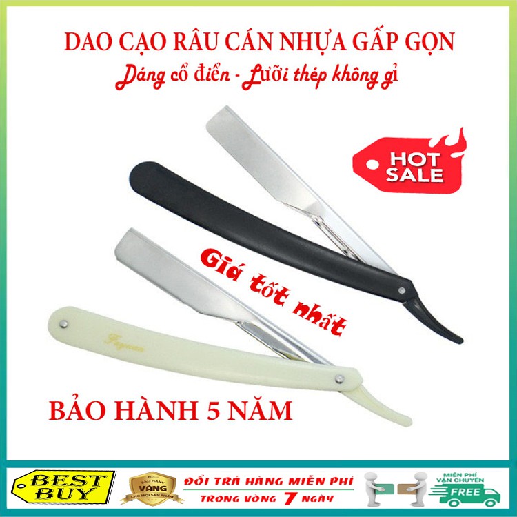 Dao cạo râu cán nhựa gấp gọn chuyên dụng cho thợ cắt tóc