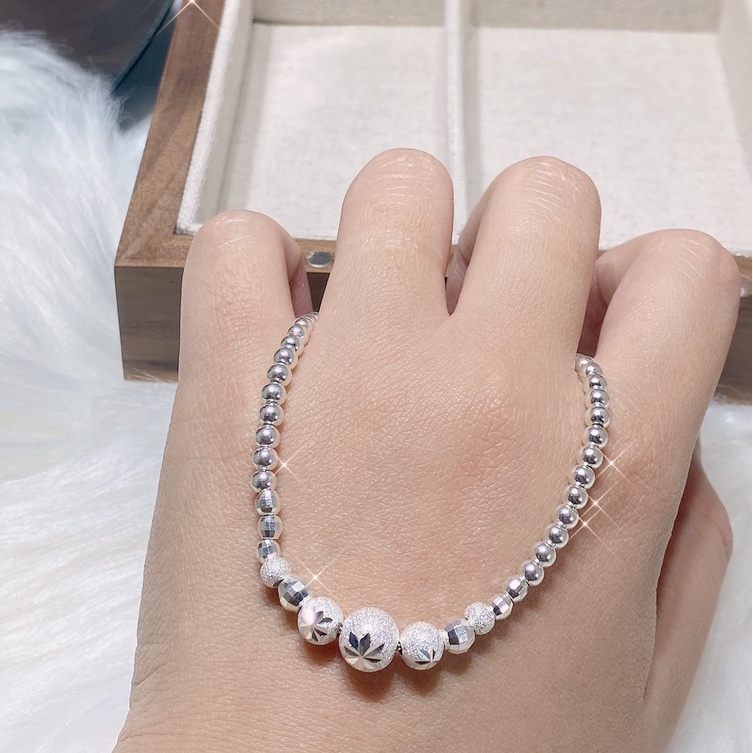 Lắc tay bạc nữ TLEE nguyên chất bi quả trám lấp lánh TleeJewelry LT0155