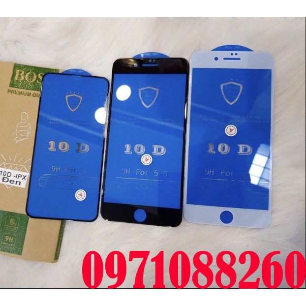 Kính Cường Lực Iphone 10D Full Màn Cho Iphone 6 6s 7 8 6/6sPlus 7p/8Plus X  XR XSmax11 11pro 11promax 12 12pro 12promax