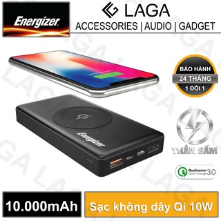 Pin sạc dự phòng Energizer 10000mAh QC3.0 tích hợp sạc không dây Qi 10W - QE10000CQ - Hãng phân phối chính thức