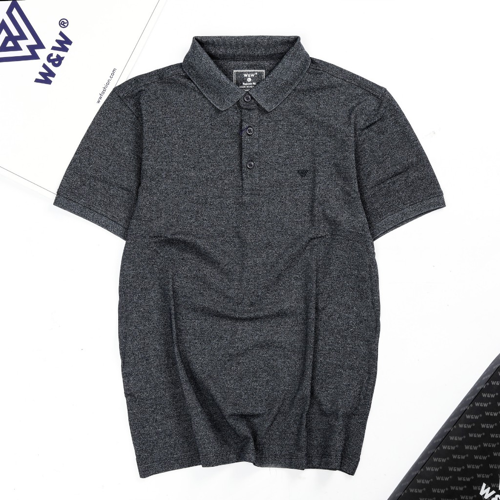 Áo Thun Nam Polo W&amp;W Dáng Regular Fit Cổ Đức Bẻ Phối Viền Thêu Độc Đáo, Cotton Thoáng Mát, Bền Màu WPO61R