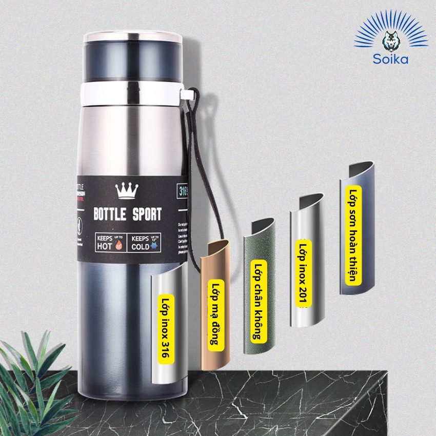Bình Giữ Nhiệt SOIKA SB091 Inox 316 Cách Nhiệt Chân Không