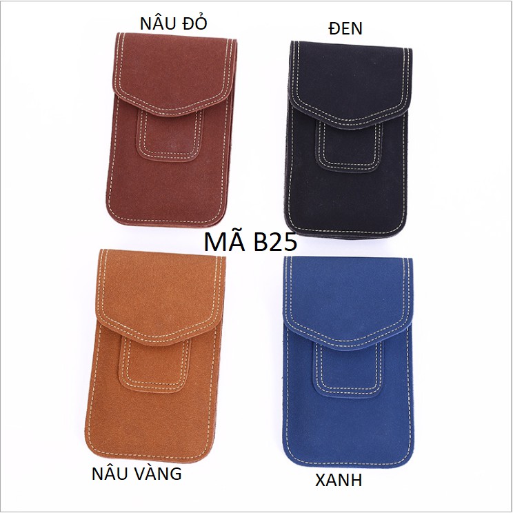 Bao da đựng điện thoại MÃ B25 Da Lộn, Mềm, Túi Mini Đeo Hông nhiều Ngăn Tiện Dụng | BigBuy360 - bigbuy360.vn