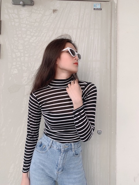 Áo Thun Nữ Tay Dài Xỏ Ngón Chất Thun Mịn, Áo Thun Body Tay Dài Cổ Tròn