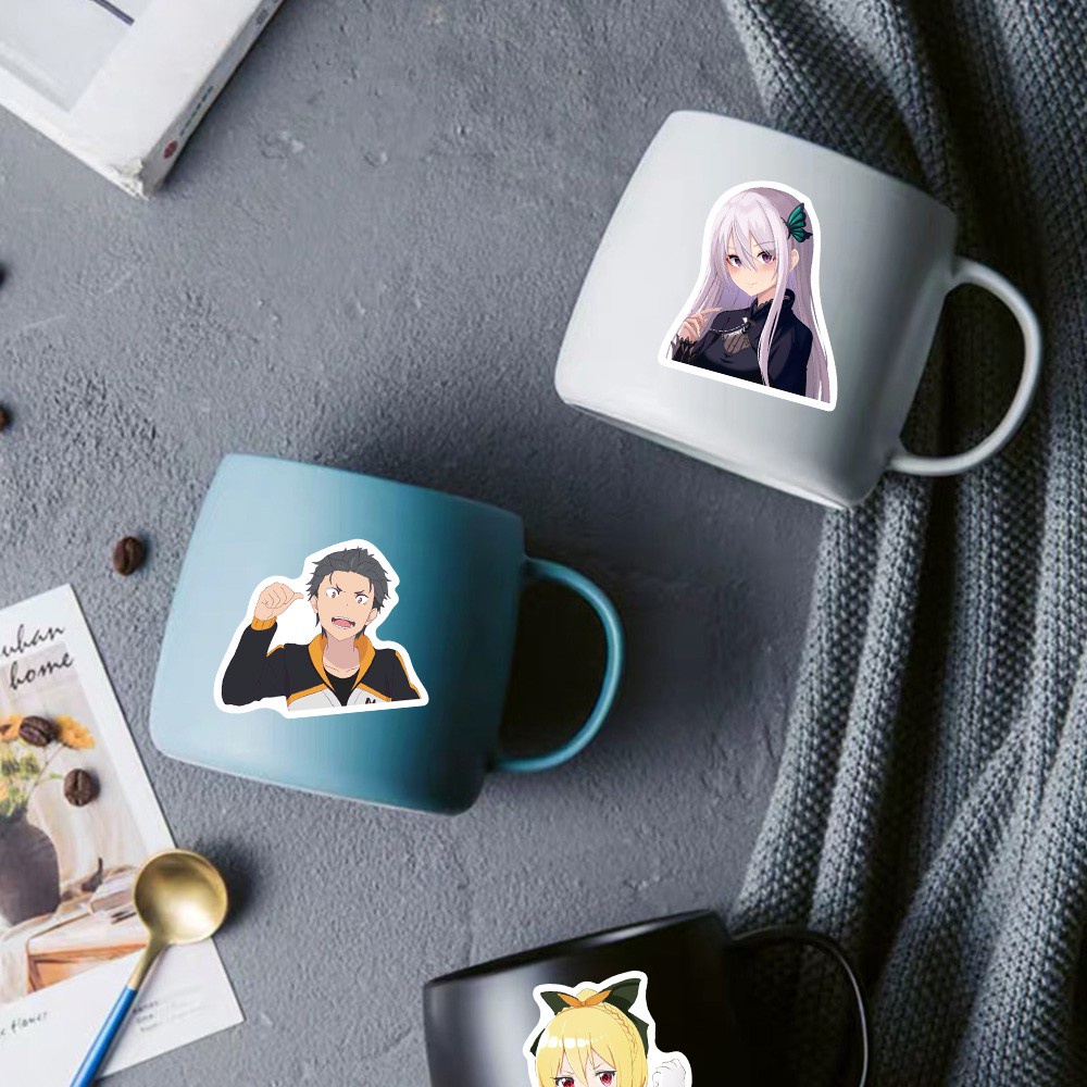 Bộ 50 miếng dán trang trí graffiti anime Re Zero Starting Life In Another World cho hành lý ván trượt xe đạp