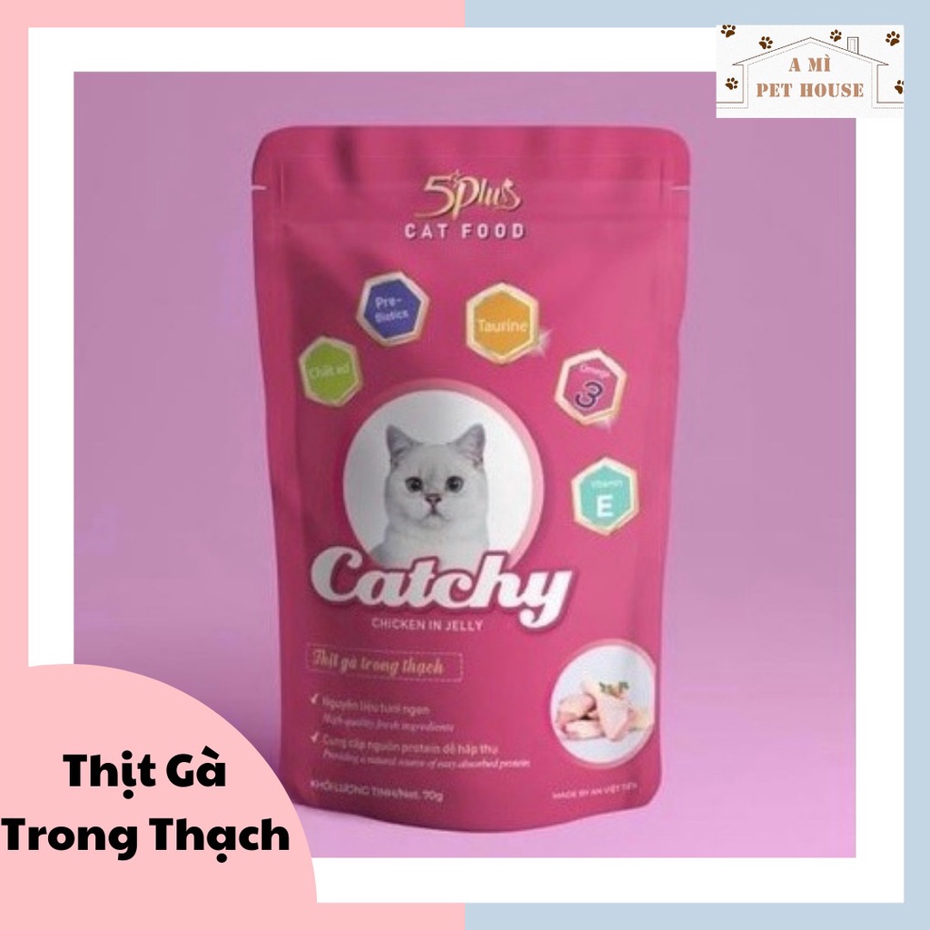 Pate 5PLUS CATCHY cho mèo gói 70g | thức ăn ướt cho mèo có 7 vị đa dạng