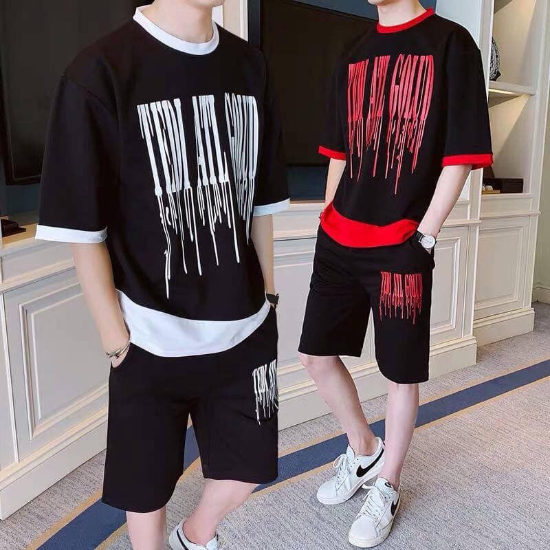 XẢ HÀNG Bộ Hè Nam, Bộ Thun Nam cộc Tay In Logo Chất Liệu Thun Lạnh Mềm Mịn - BN40 - Full Size