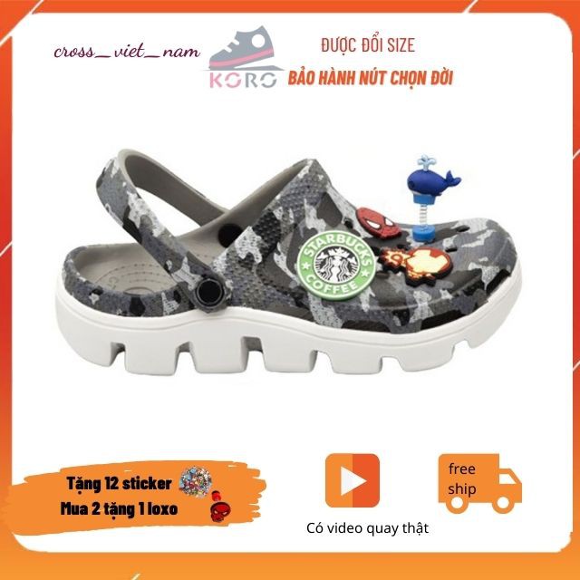 dép cross busy khủng long cross Unisex dàn diFREESHIPdép khủng long cross MAISUCSON camo trắng