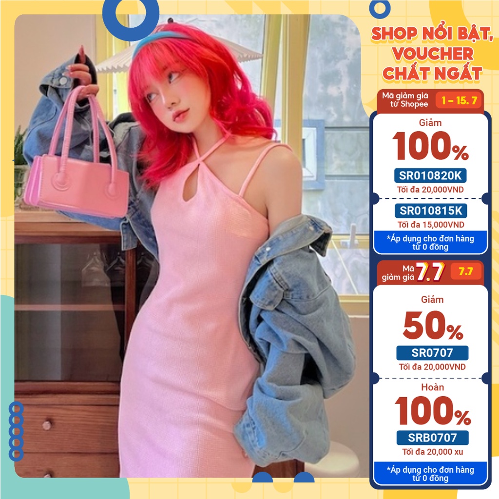 Váy len mỏng cổ yếm - Naras Studio - Rosy Cheeks Dress