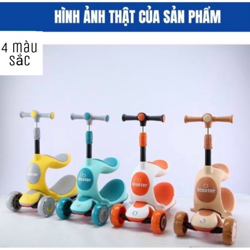 Xe trượt scooter ghế ngồi kiêm xe chòi chân, bập bênh đa năng 3in1