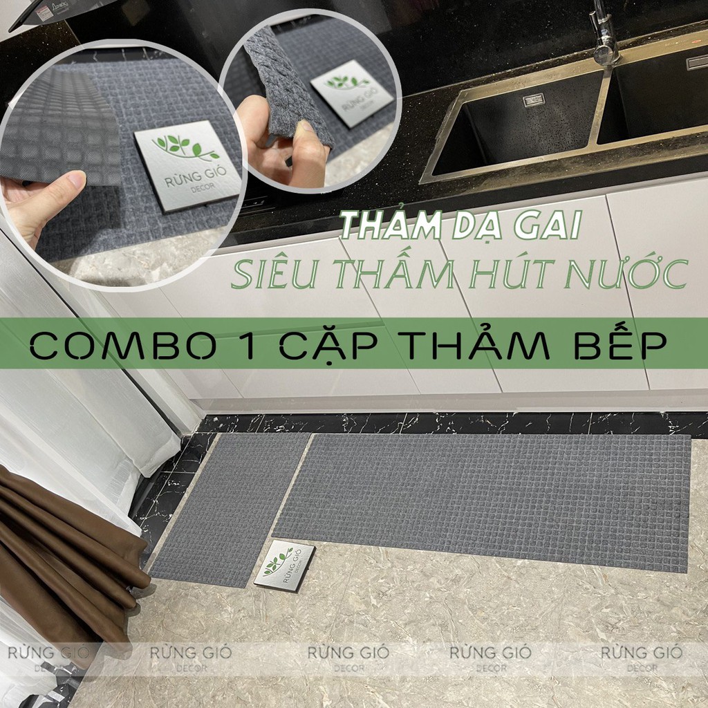 THẢM BẾP DẠ GAI THẤM HÚT NƯỚC, CHỐNG TRƠN TRƯỢT, 1 cặp mã TC17