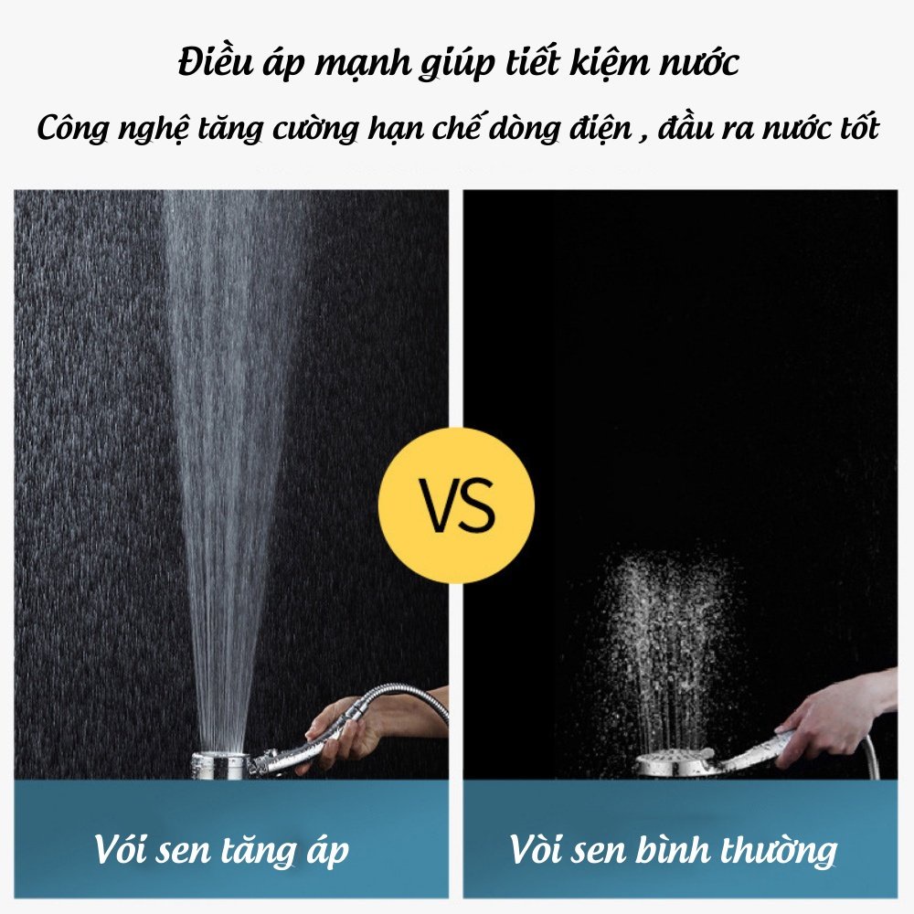 Vòi Sen Tăng Áp Vòi Hoa Sen Phòng Tắm 3 Chế Độ Tia Nước Mạnh PAPAA.HOME