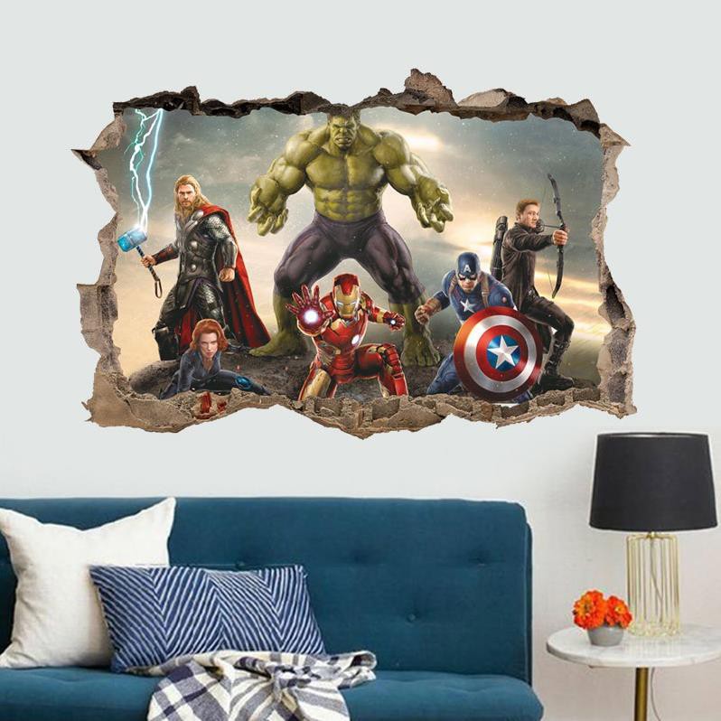 [XẢ HÀNG] Decal dán tranh 3D Avengers - Biệt đội siêu anh hùng 2 AmyShop